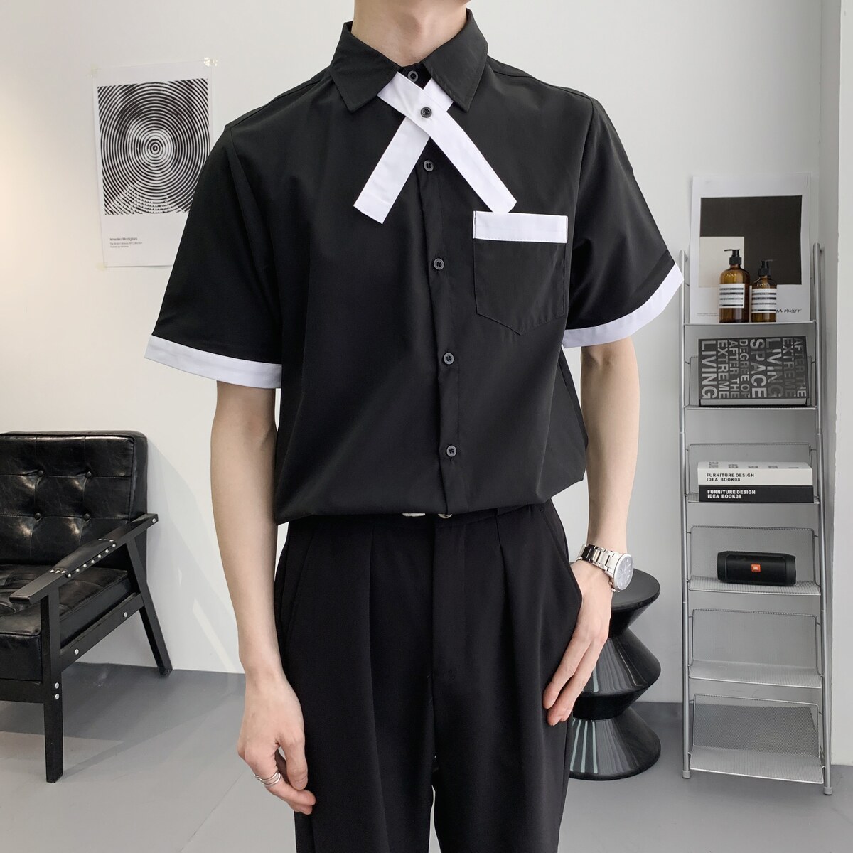 714A-C668P40控59/2025夏季短袖工作服衬衫餐厅美容美发制服衬衣图片