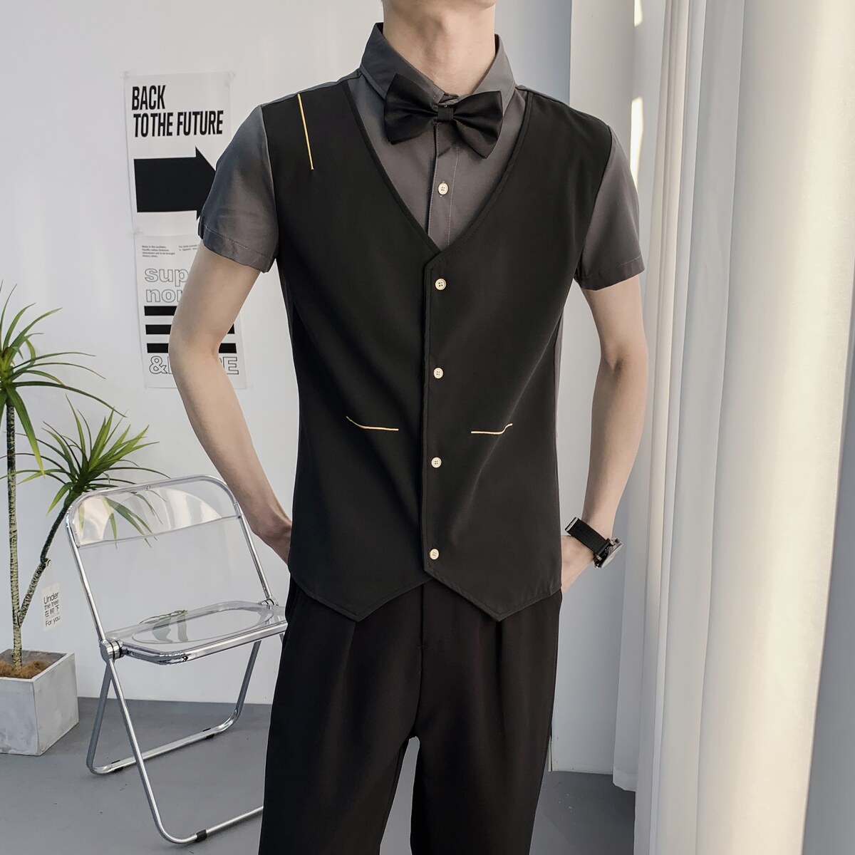 714A-H6009P55控79/2025夏季工作服衬衫潮流简约衬衣ktv台球城,男装衬衫,星座714A（原电商C314）