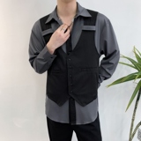 714A-H3020P55控88/2025秋暗黑冷淡衬衫发型师美容厅假两件工作服，男装衬衫，星座714A（原电商C314）
