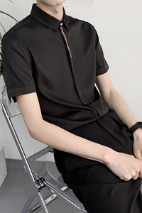 714A-9330P35控59/2025夏季男士短袖衬衫小清新工作服衬衣潮图片