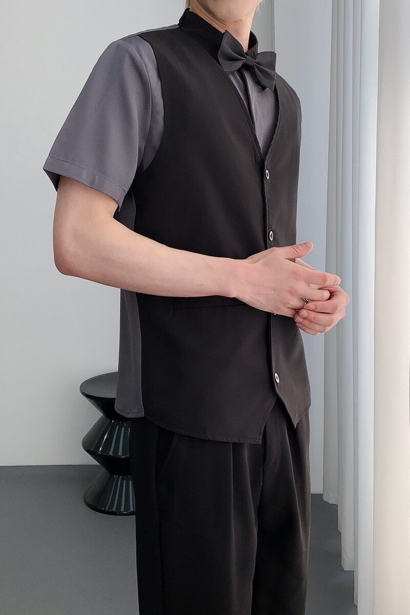 714A-H3082P55控69/2025夏季理发店ktv台球城工作服衬衫假两件,男装衬衫,星座714A（原电商C314）