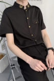 714A-D607P45控69/2025夏季新款工作服衬衫短袖立领制服衬衣潮，男装T恤，星座714A（原电商C314）