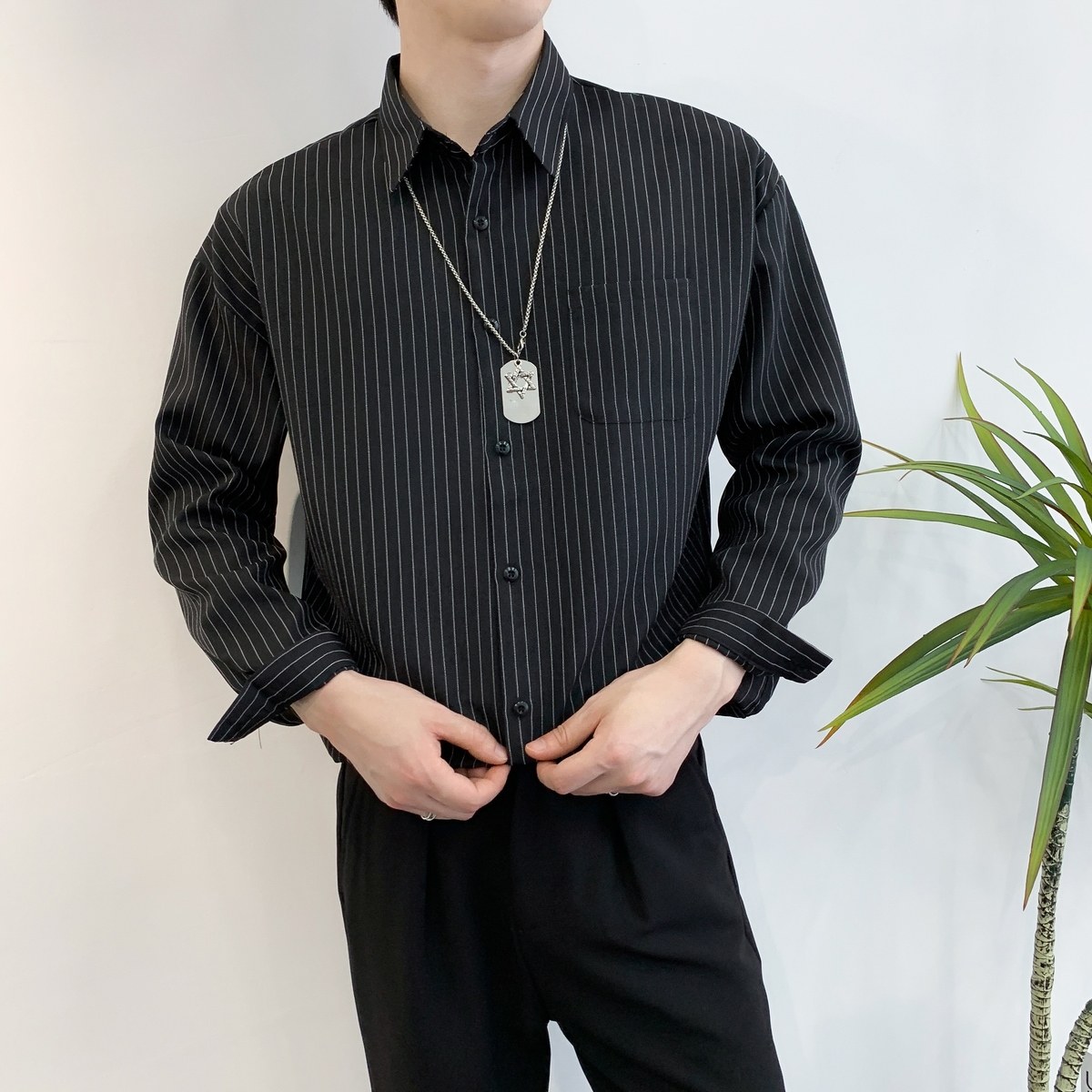 714A-D3037P45控69/2025春季潮男休闲宽松条纹衬衫型男慵懒风衬衣，男装衬衫，星座714A（原电商C314）