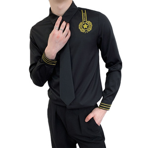 714A-D656P45控69/2025春季新款发型师夜店ktv酒吧工作服衬衫制服图片