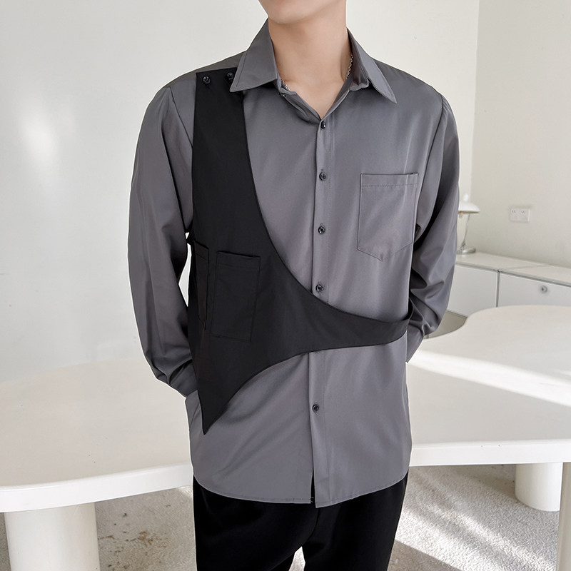 714A-H3010P55控75/轻熟风2025春男装衬衫ktv假两件工作衬衣S-5XL,男装衬衫,星座714A（原电商C314）
