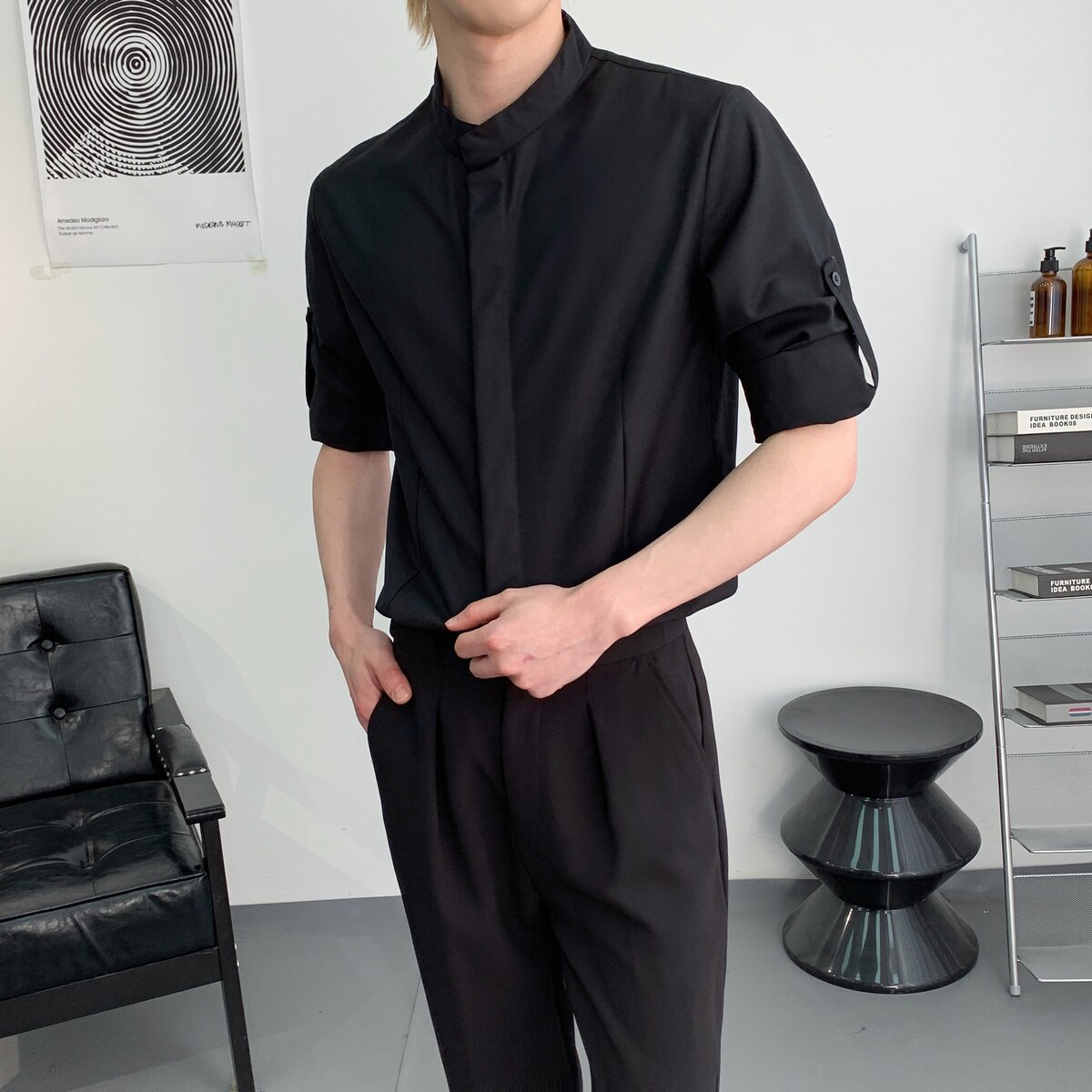 714A-D3071P45控69/2026春夏新款长袖短袖两穿工作服衬衫理发店,男装衬衫,星座714A（原电商C314）
