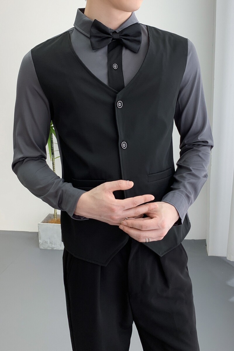 714A-H6007P55控88/2025春ktv酒吧发型师夜店马甲衬衫制服团体服,男装衬衫,星座714A（原电商C314）
