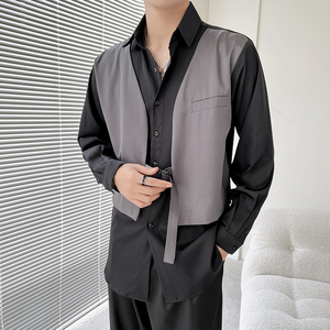 714A-H3007P55控75/轻熟风2025春季衬衫假两件宽松衬衫潮男S-5XL，男装衬衫，星座714A（原电商C314）