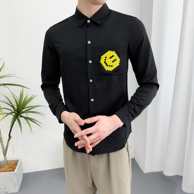 714A-TD06P35控55/2025春季新款笑脸打底衫上班簇白衬衫小清新,男装T恤,星座714A（原电商C314）