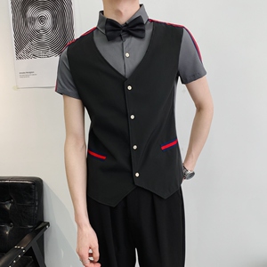 714A-H672P55控79/2025新款夏修身工作服衬衫台球室ktv酒吧工作服图片