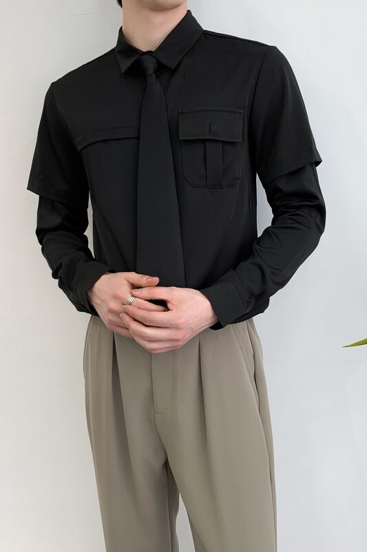 714A-D612P45控69/2025春季男士修身工装衬衫工作服ktv少爷制服,男装衬衫,星座714A（原电商C314）