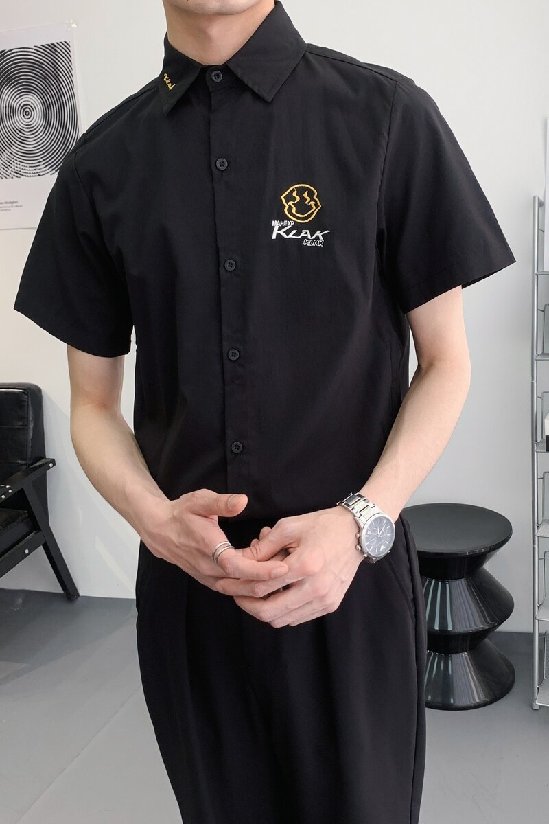 714A-C661P40控59/2025夏季男士短袖衬衫jk风工作服衬衣潮,男装衬衫,星座714A（原电商C314）