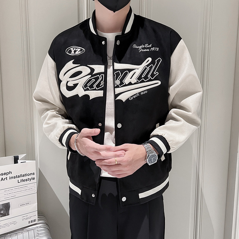 714A-W803P75控105/2025青少年麂皮绒棒球服夹克外套春季立领外套,男装夹克,星座714A（原电商C314）