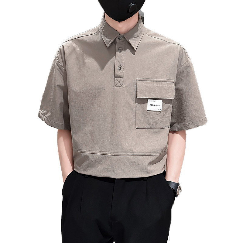 714A-G8030P85控135/2025夏季男士翻领T恤潮流宽松日系衬衫领tee,男装T恤,星座714A（原电商C314）