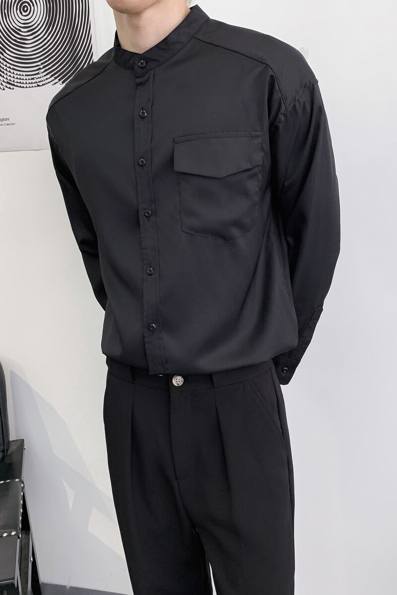 714A-D3036P45控69/2025秋季宽松立领大口袋潮版衬衫发型师餐厅服,男装衬衫,星座714A（原电商C314）