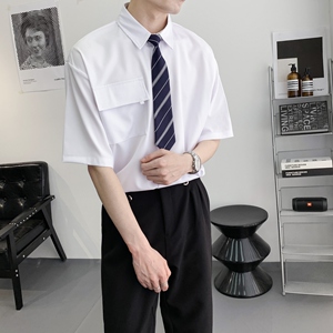 714A-C3054P40控59/2025夏季男女同款工作服衬衫潮流宽松短袖衬衣图片