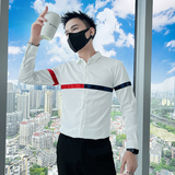 714A-T9067P35控55/2025春季男士撞色织带衬衫修身制服衬衣青少年，男装衬衫，星座714A（原电商C314）