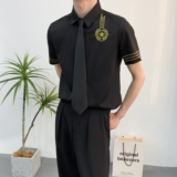 714A-C681P40控59/2025夏季新短袖半袖空少工作服衬衫ktv酒吧礼服，男装T恤，星座714A（原电商C314）