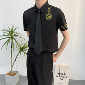 714A-C681P40控59/2025夏季新短袖半袖空少工作服衬衫ktv酒吧礼服图片