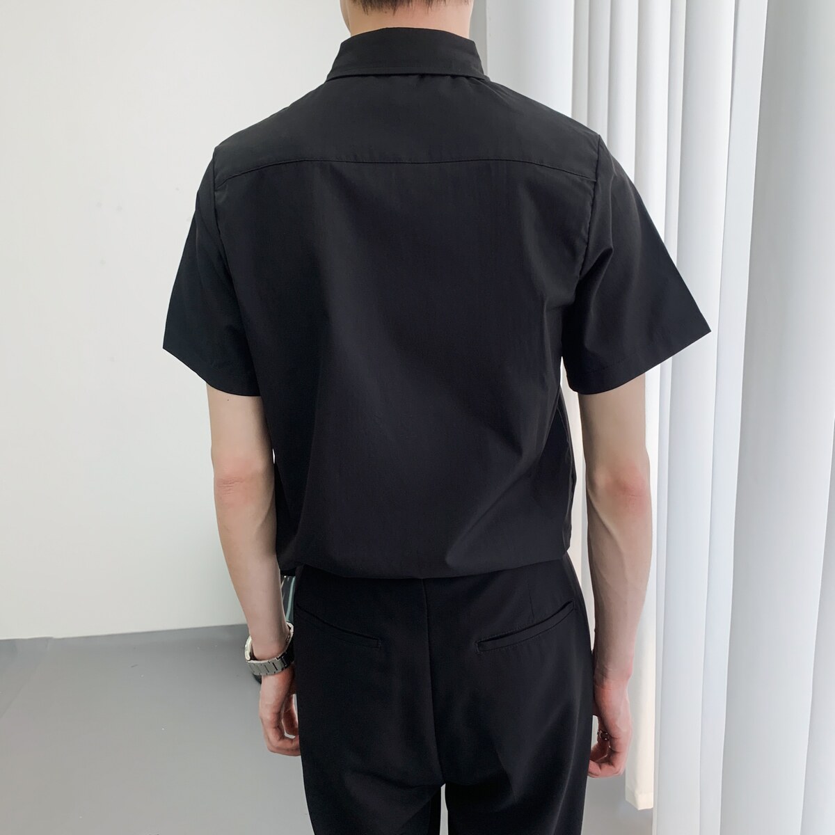 714A-C661P40控59/2025夏季新款男士校园风短袖衬衫白衬衣潮,男装衬衫,星座714A（原电商C314）