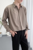 714A-D3043P45控69/2025春季男宽松慵懒褶皱长袖衬衫潮版型男衬衣，男装衬衫，星座714A（原电商C314）