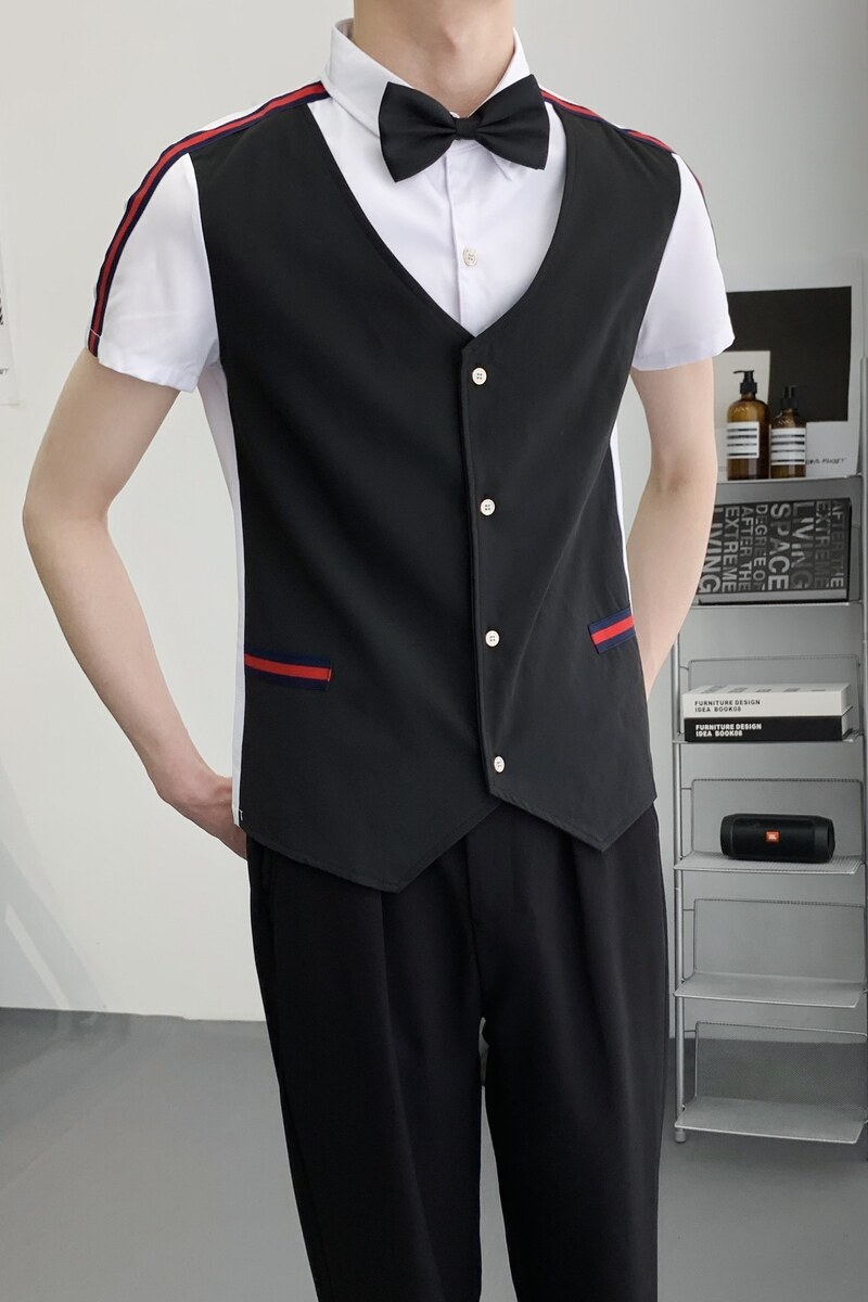 714A-H672P55控79/2025新款短袖衬衫假两件工作服衬衣潮流制服装,男装衬衫,星座714A（原电商C314）
