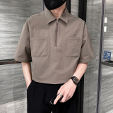 714A-G8033P85控135/店主风2025夏日系多口袋工装短袖衬衫三色入，男装T恤，星座714A（原电商C314）