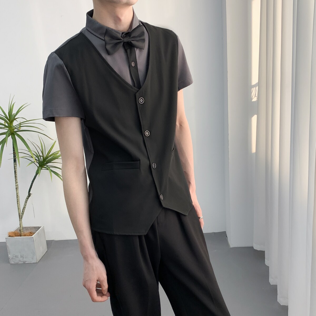 714A-H6005P55P55控78/2025夏季短袖ktv酒吧餐厅台球城工作服衬衫图片