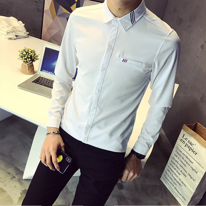714-D05P45/社会小伙店主风2025春季男士修身衬衫刺绣衬衣S-5XL,男装衬衫,星座714(原C313)