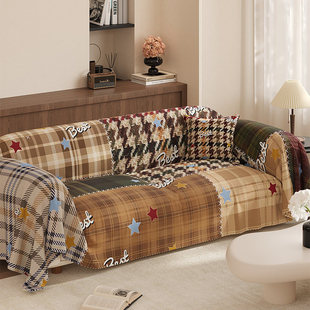 卡通风格星星沙发布盖布防猫抓沙发巾一整张全盖沙发套罩沙发垫布