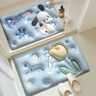 3D立体膨胀地垫浴室硅藻泥吸水垫卫生间厕所门口入户地毯防滑脚垫