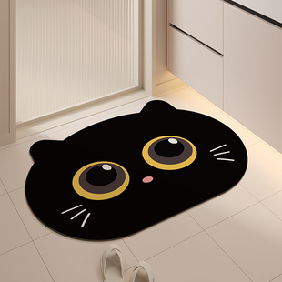 卡通黑猫浴室防滑地垫吸水垫防摔硅藻泥速干厕所脚垫卫生间门口垫