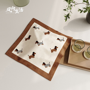 可爱茶盘盖巾茶台方形茶杯盖布2025新款小家电万能多用防尘小方巾