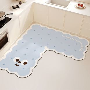 卡通厨房L型地垫家用防滑可擦免洗脚垫吸水易打理地毯垫子可裁剪