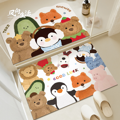 卡通玩偶浴室地垫卫生间厕所门口吸水软垫防滑垫耐脏地毯家用脚垫