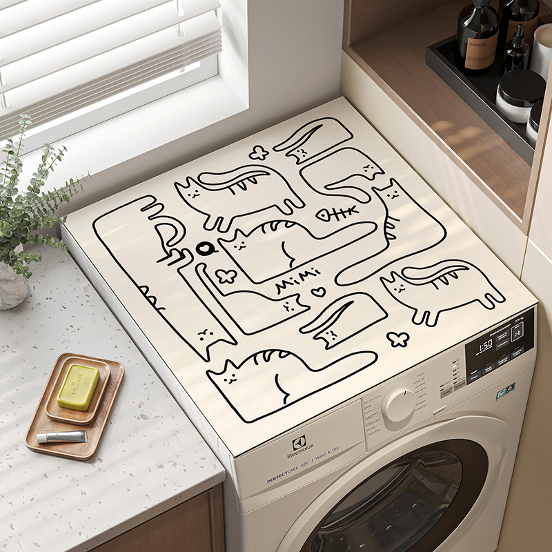 滚筒洗衣机盖垫台面保护垫卡通防晒防水防尘罩冰箱盖布床头柜垫子