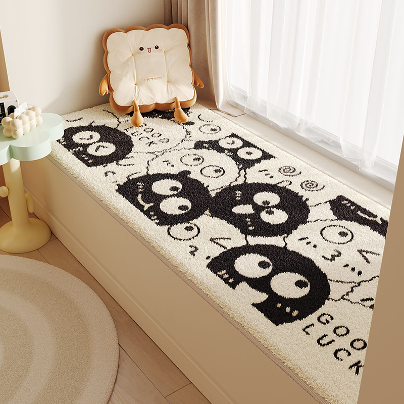 可爱煤球飘窗垫毛绒窗台垫子儿童房四季通用卧室榻榻米床边毯坐垫