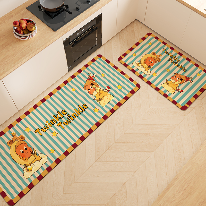 星星人厨房地垫防滑可擦免洗吸水脚垫子地毯长条厨房防油防污地垫