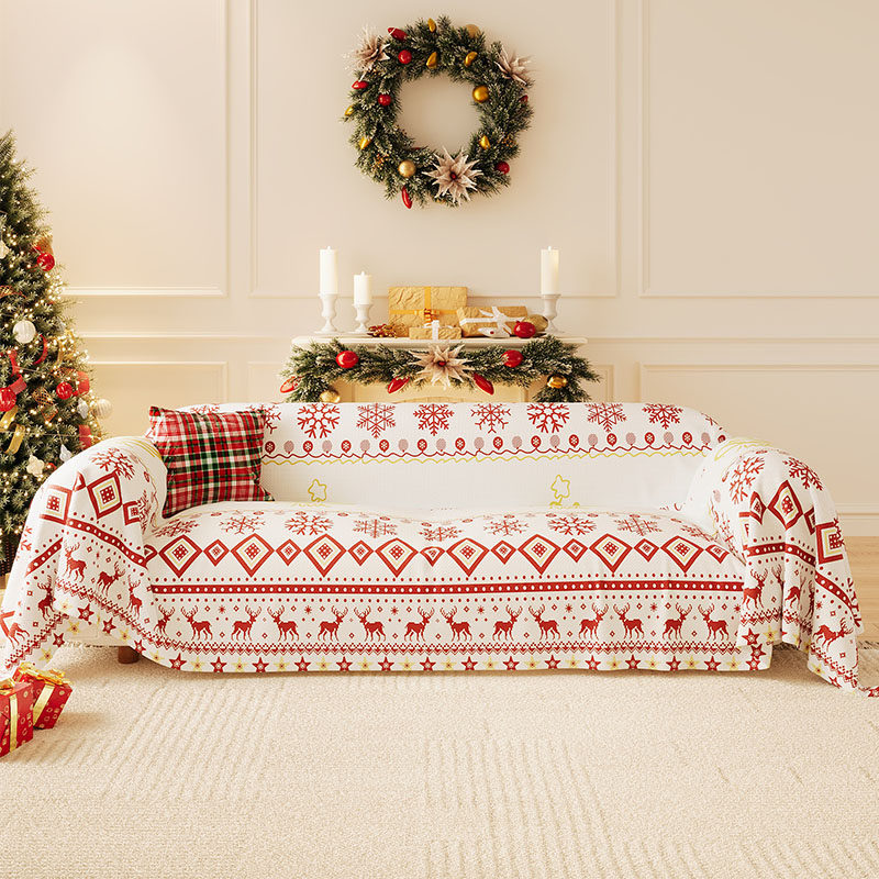 圣诞沙发盖布全盖高级感装饰氛围沙发巾防滑全盖全包沙发套罩盖毯,居家布艺,沙发套,淘宝优惠券,粉丝福利购,淘宝优惠卷