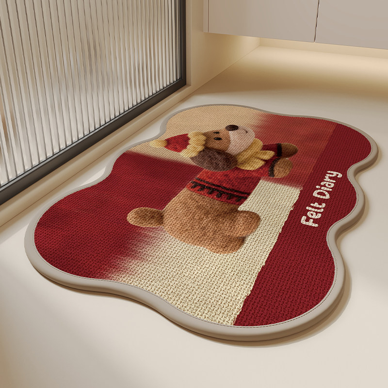 红色腊肠狗亚麻编织浴室地垫吸水软垫卫生间门口防滑脚垫家用地毯,居家布艺,家用脚垫,淘宝优惠券,粉丝福利购,淘宝优惠卷