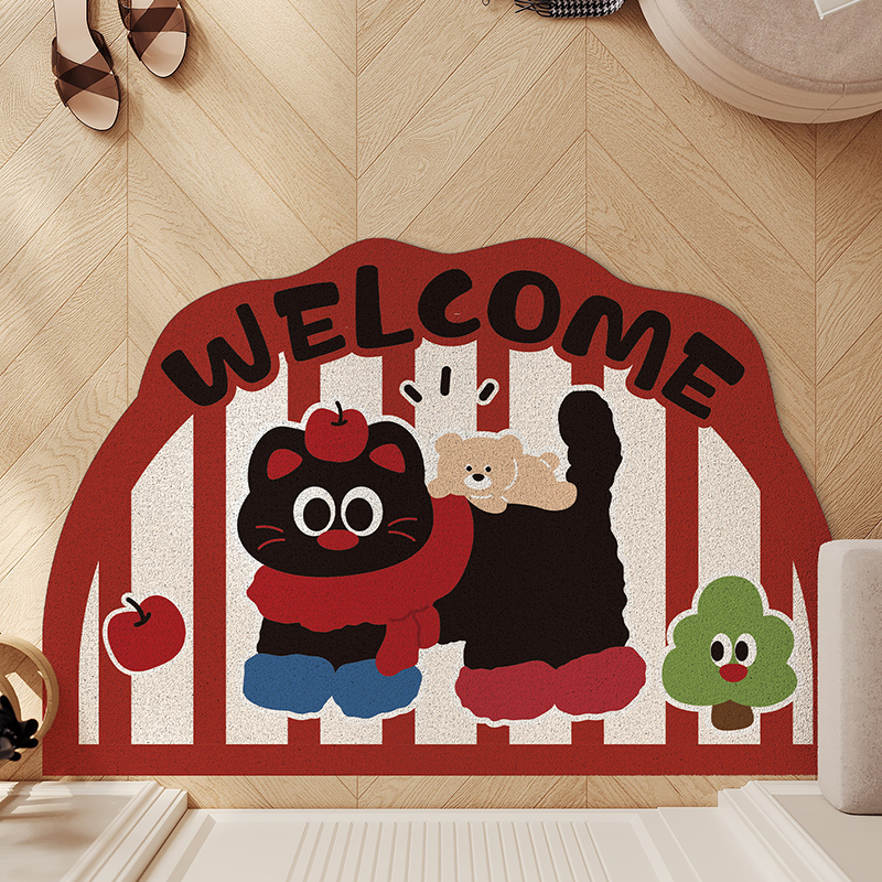 卡通丝圈入户门地垫新款进门防滑脚垫客厅入门地毯可裁剪门口门垫