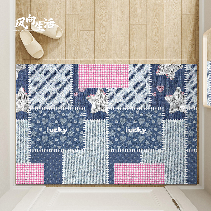 牛仔拼接入户门地垫进门地毯门口家用门垫防滑耐脏玄关脚垫可裁剪