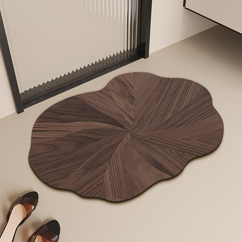 木纹浴室吸水垫卫生间门口硅藻泥脚垫速干防滑地垫洗澡间厕所地毯