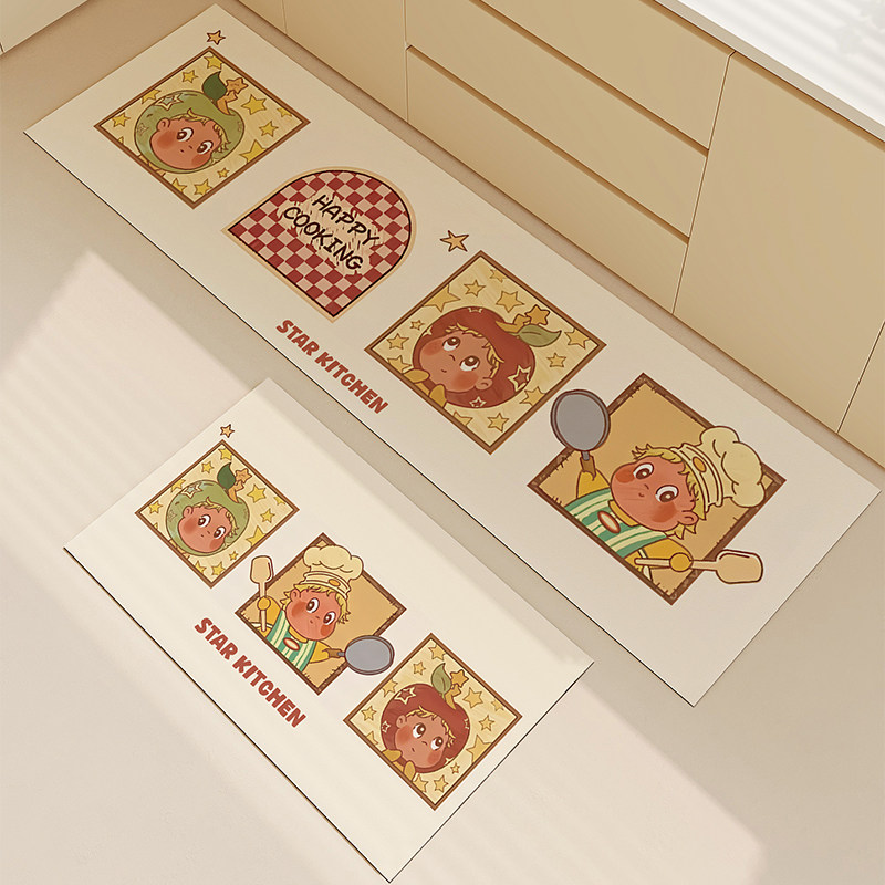 星星人厨房地垫专用防滑防油吸水垫门口耐脏脚垫家用免洗长条地毯,居家布艺,厨房地垫,淘宝优惠券,粉丝福利购,淘宝优惠卷