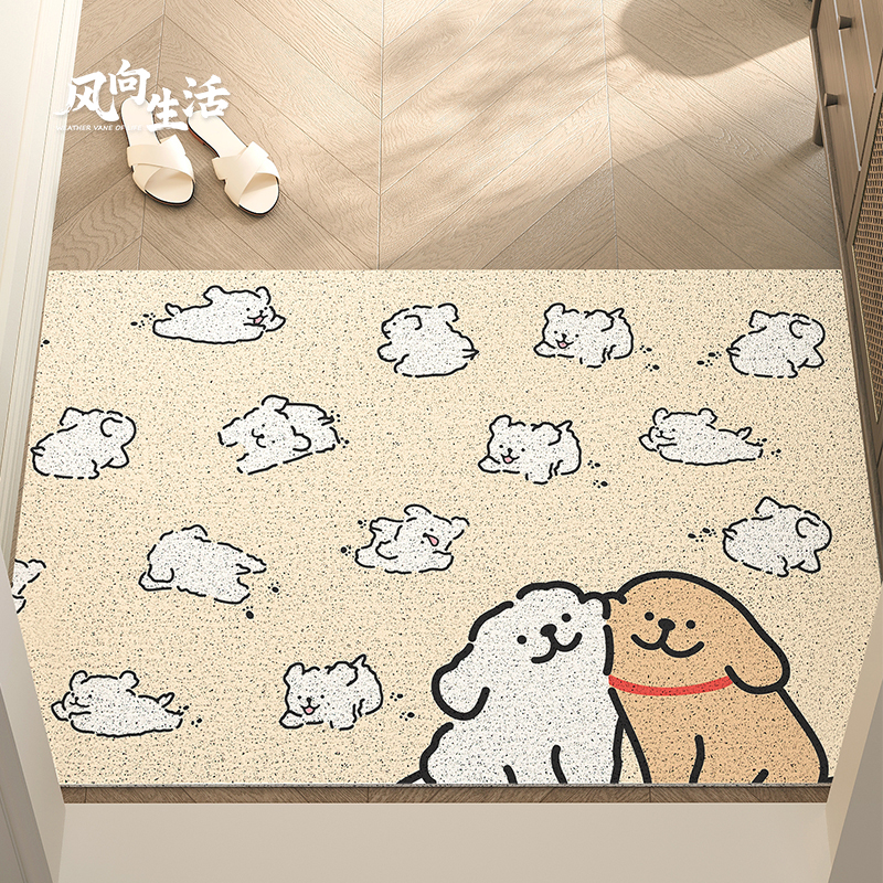 线条小狗入户门地垫可裁剪玄关门外家用脚垫耐磨防滑进门门口地毯