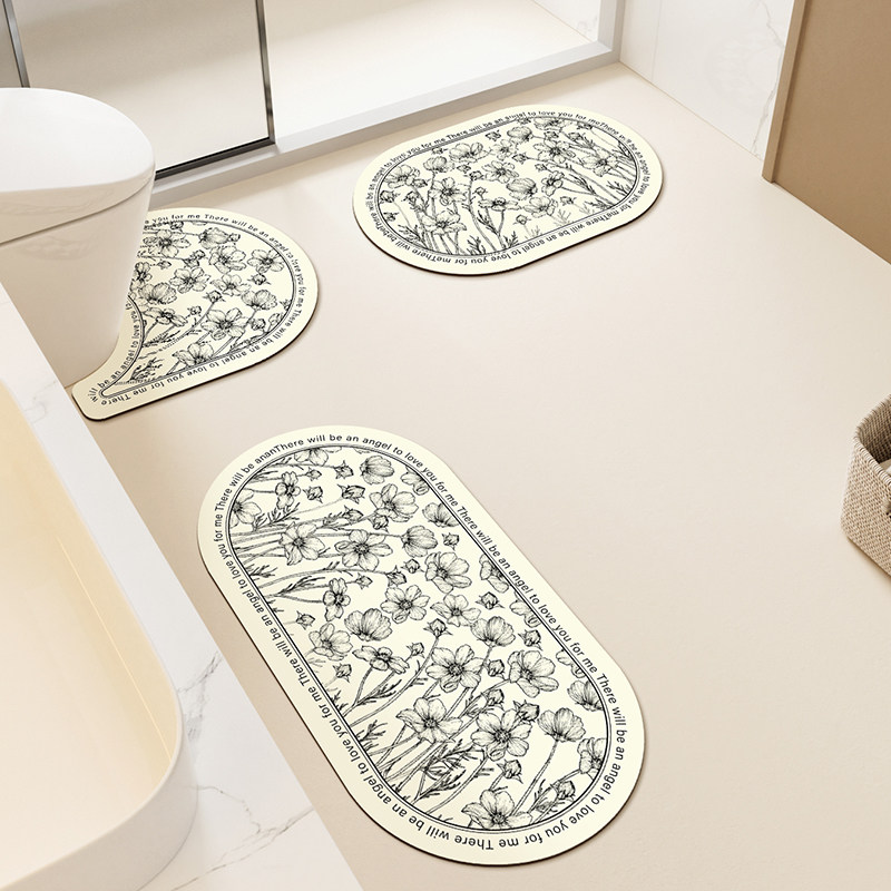 轻奢浴室地垫卫生间耐脏免洗三件套地毯硅藻泥马桶u型吸水防滑垫