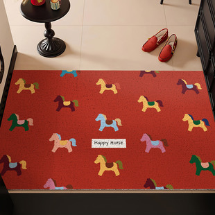 马年红色新年入户门地垫防滑耐脏脚垫进门门垫玄关门口地垫可裁剪