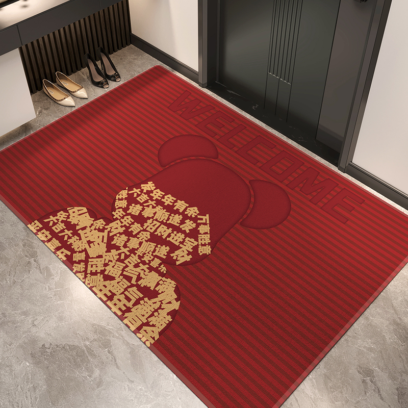 红色入户门地垫防滑耐脏进门门口门垫新年喜庆地毯可裁剪家用脚垫