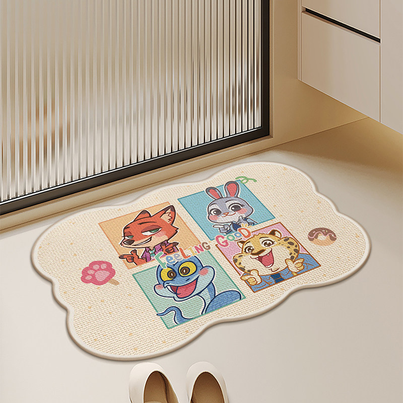 疯狂动物城浴室地垫卫生间吸水垫防滑垫厕所门口地毯亚麻编织脚垫,居家布艺,家用脚垫,淘宝优惠券,粉丝福利购,淘宝优惠卷