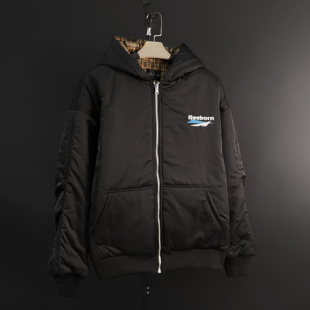 False Perception 弹幕标语万针刺绣夹棉尼龙夹克外套